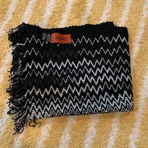 Missoni Black and White Fringe Scarf